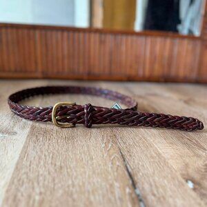 Cole Haan Mens Brown Woven Braided Leather Belt Size XS